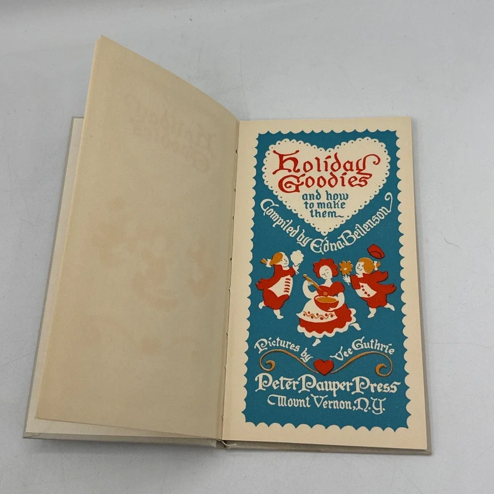 Peter Pauper Press Holiday Goodies Cookbook Blue 1952 Illustrated W/Box Vtg MCM